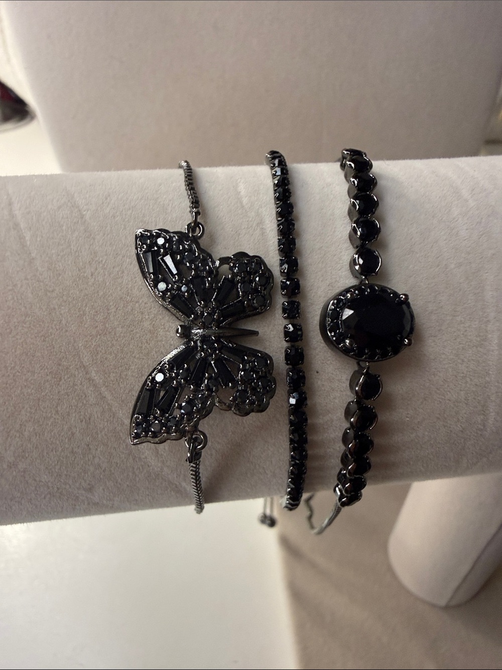 BUNDLE!! Black Crystal Butterfly Bracelet Set